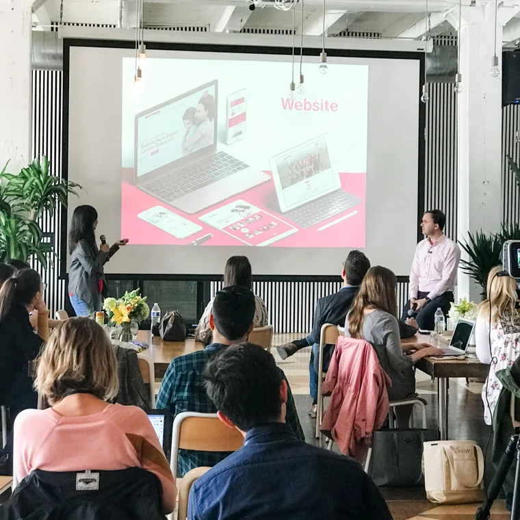 Chykalophia on stage at a B2B tech event