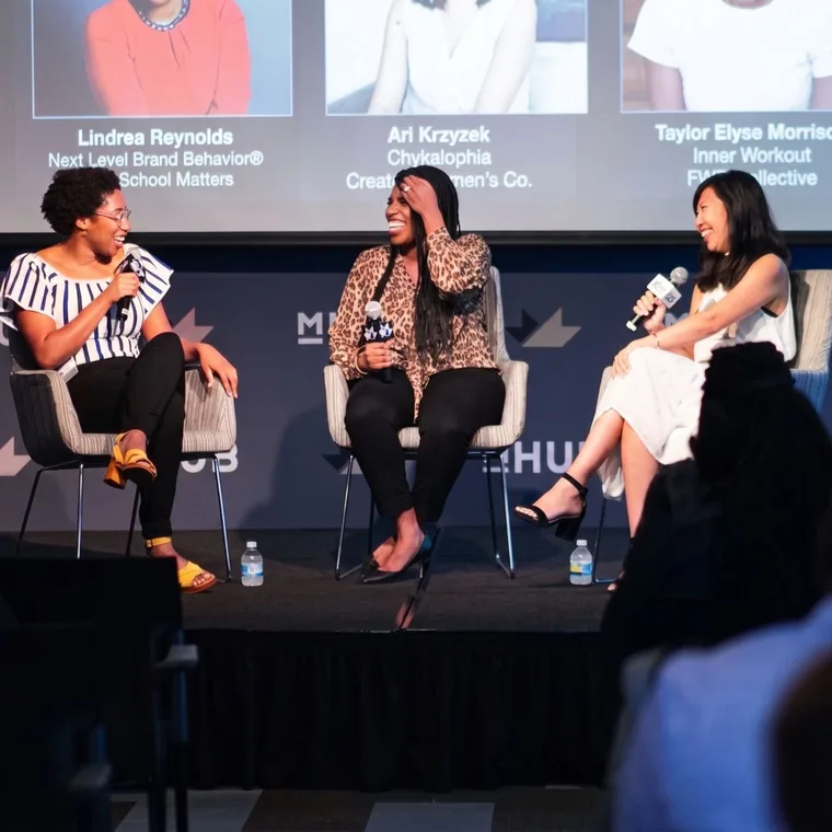 Ari Krzyzek with fellow founders on a HUB panel discussion